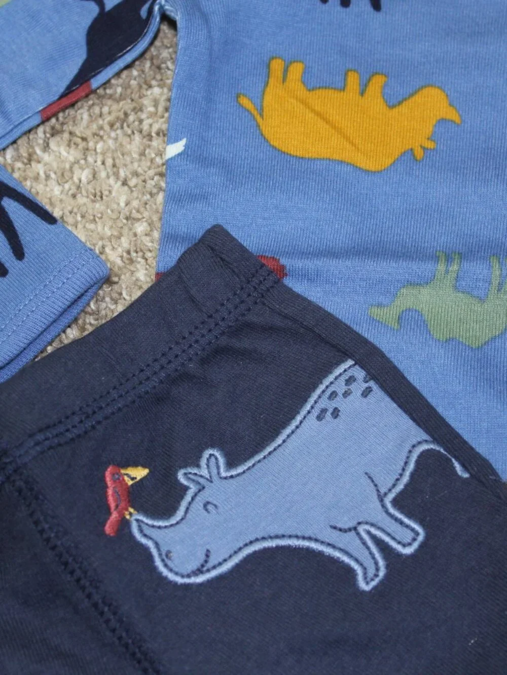 Carters Rhino Safari Animal 3-Piece Pant Set Newborn NB Baby Boy Bodysuit NWT - Picture 2 of 3